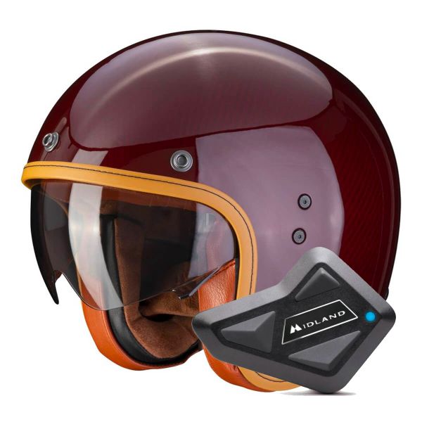 Casque Jet Scorpion Belfast Evo Carbon Red + Kit Bluetooth BT Mini