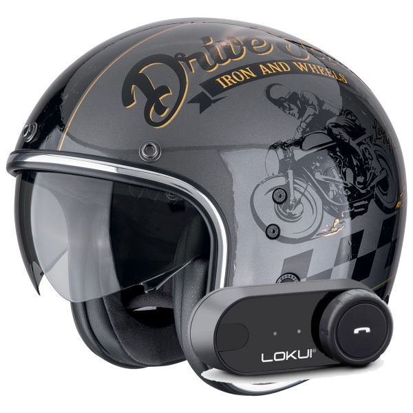 Casque Jet Scorpion Belfast Evo Drive Fast Silver Black Gold + Kit Bluetooth Lokui K30 Casque Jet Scorpion Belfast Evo Drive Fast Silver Black Gold + Kit Bluetooth Lokui K30
