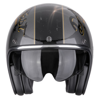 Scorpion Belfast Evo Drive Fast Silver Black Gold + Kit bluetooth Exo-Com Link-1C