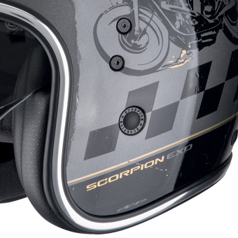 Scorpion Belfast Evo Drive Fast Silver Black Gold + Kit bluetooth Exo-Com Link-1C