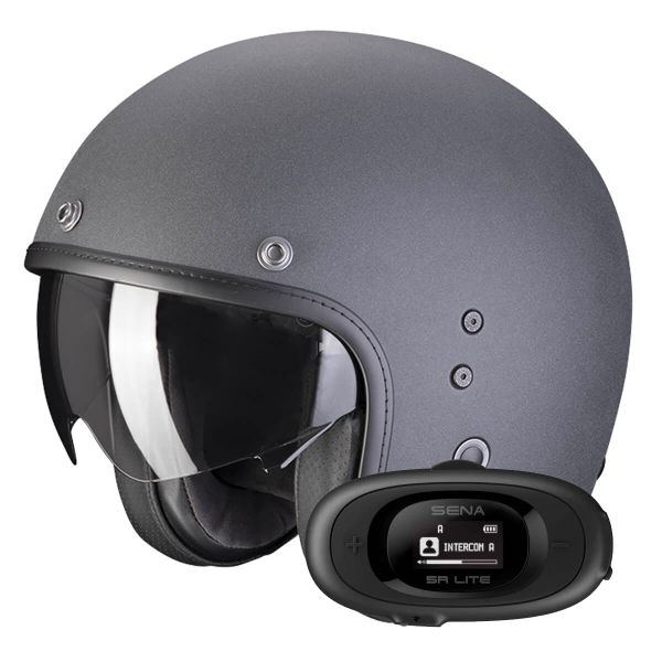 Casque Jet Scorpion Belfast Evo Graphite Grey + Kit bluetooth 5R Lite