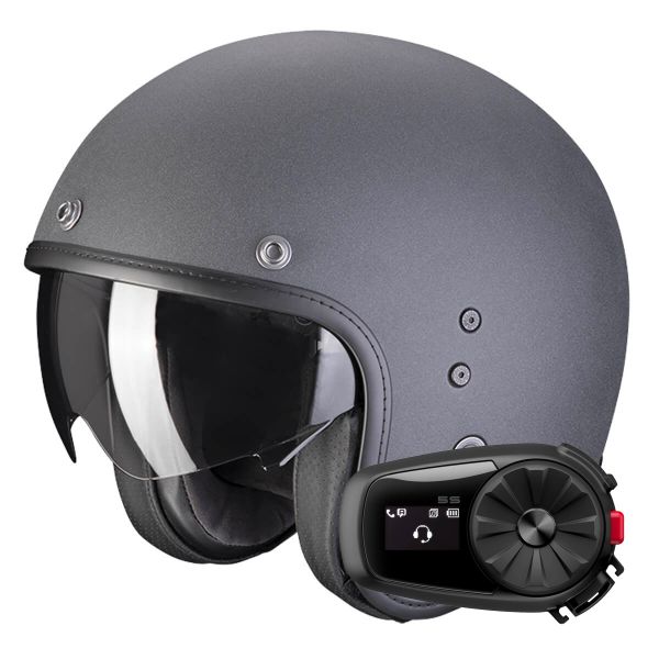 Casque Jet Scorpion Belfast Evo Graphite Grey + Kit Bluetooth 5S Solo