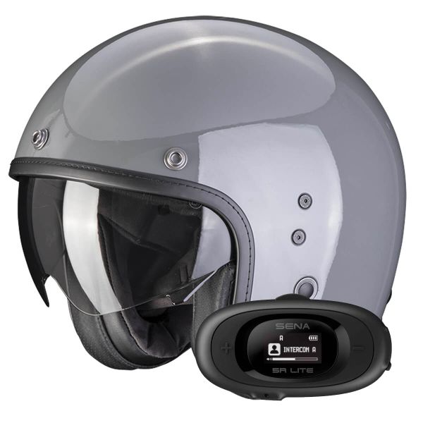 Casque Jet Scorpion Belfast Evo Grey Cement + Kit bluetooth 5R Lite