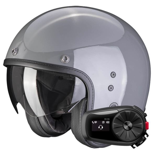 Casque Jet Scorpion Belfast Evo Grey Cement + Kit Bluetooth 5S Solo