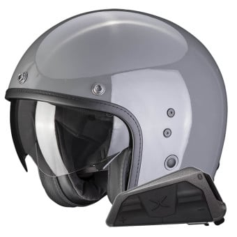 Casque Jet Scorpion Belfast Evo Grey Cement + Kit bluetooth Exo-Com Link-1