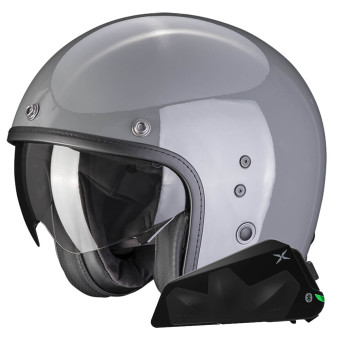 Casque Jet Scorpion Belfast Evo Grey Cement + Kit bluetooth Exo-Com Link-1C