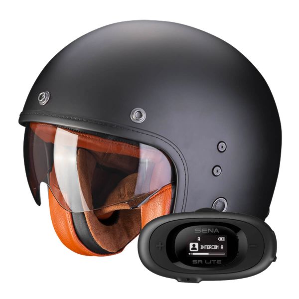 Casque Jet Scorpion Belfast Evo Luxe Matt Black + Kit bluetooth 5R Lite Casque Jet Scorpion Belfast Evo Luxe Matt Black + Kit bluetooth 5R Lite