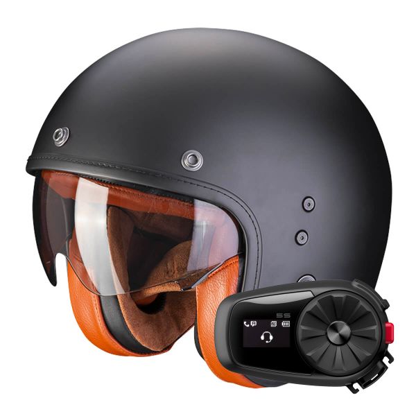 Casque Jet Scorpion Belfast Evo Luxe Matt Black + Kit Bluetooth 5S Solo