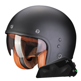 Casque Jet Scorpion Belfast Evo Luxe Matt Black + Kit bluetooth Exo-Com Link-1C