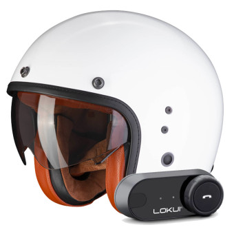 Casque Jet Scorpion Belfast Evo Luxe White + Kit Bluetooth Lokui K30