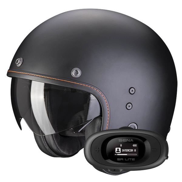 Casque Jet Scorpion Belfast Evo Matt Black + Kit bluetooth 5R Lite
