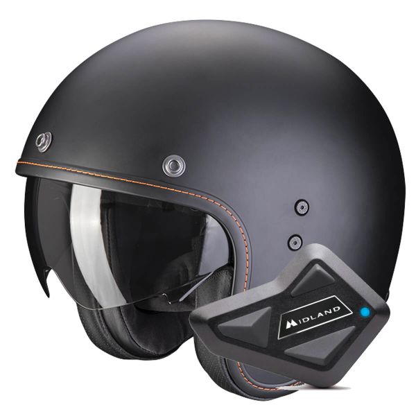Casque Jet Scorpion Belfast Evo Matt Black + Kit Bluetooth BT Mini
