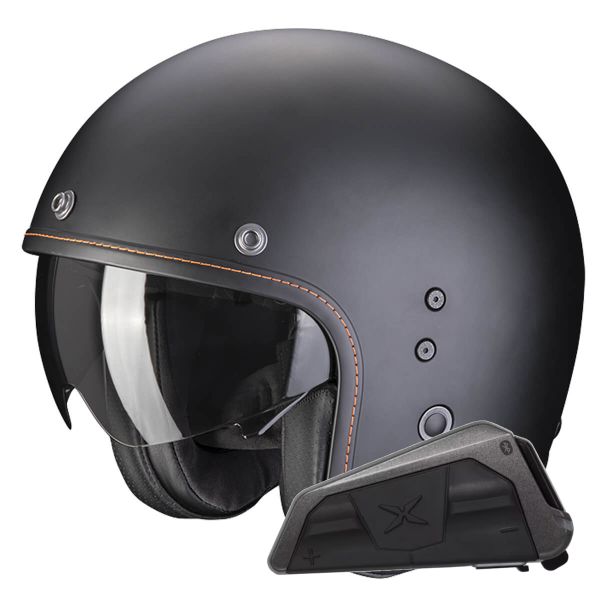 Casque Jet Scorpion Belfast Evo Matt Black + Kit bluetooth Exo-Com Link-1