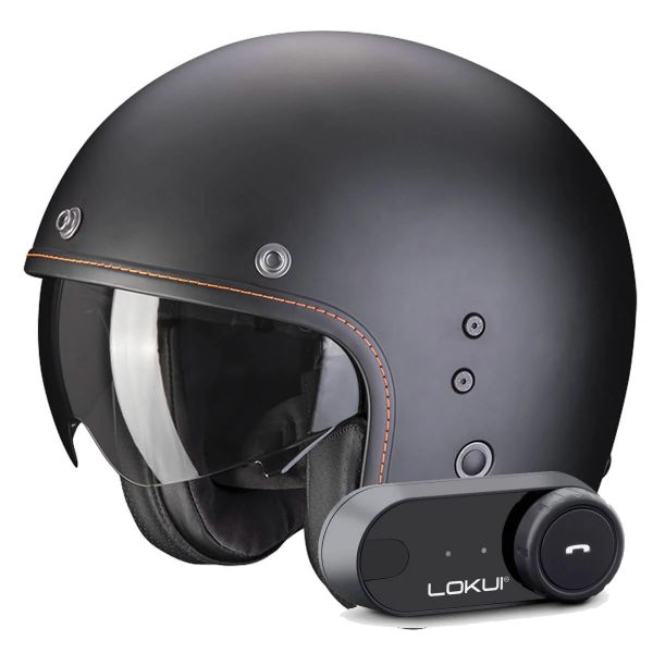 Casque Jet Scorpion Belfast Evo Matt Black + Kit Bluetooth Lokui K30