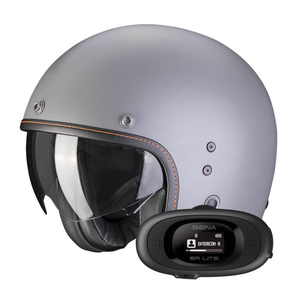 Casque Jet Scorpion Belfast Evo Matt Grey Cement + Kit bluetooth 5R Lite