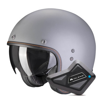 Casque Jet Scorpion Belfast Evo Matt Grey Cement + Kit Bluetooth BT Mini