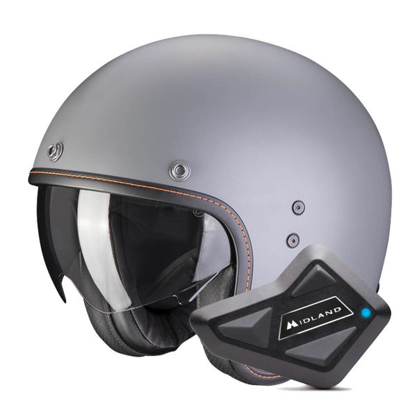 Casque Jet Scorpion Belfast Evo Matt Grey Cement + Kit Bluetooth BT Mini