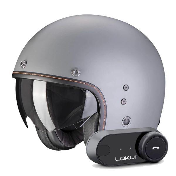 Casque Jet Scorpion Belfast Evo Matt Grey Cement + Kit Bluetooth Lokui K30