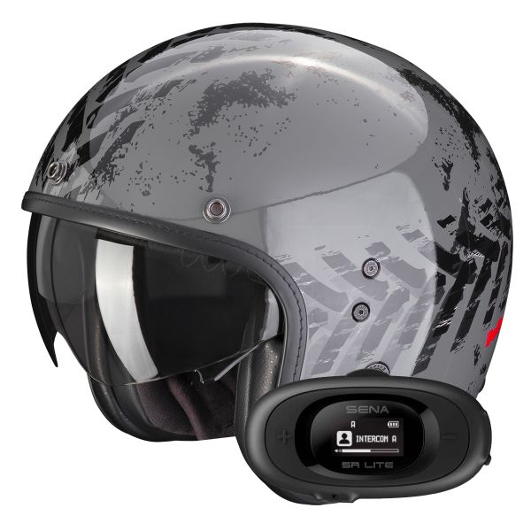 Casque Jet Scorpion Belfast Evo Nevada Grey Black + Kit bluetooth 5R Lite