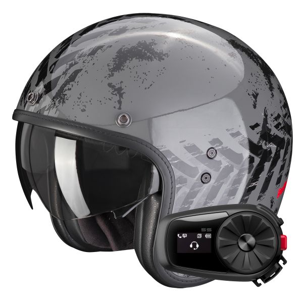 Casque Jet Scorpion Belfast Evo Nevada Grey Black + Kit Bluetooth 5S Solo