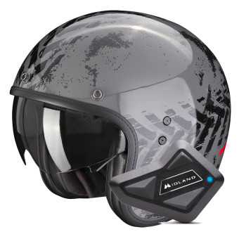 Casque Jet Scorpion Belfast Evo Nevada Grey Black + Kit Bluetooth BT Mini
