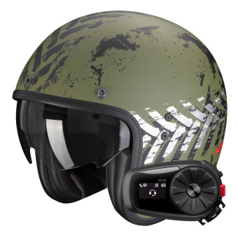 Casque Jet Scorpion Belfast Evo Nevada Matt Green Silver + Kit Bluetooth 5S Solo