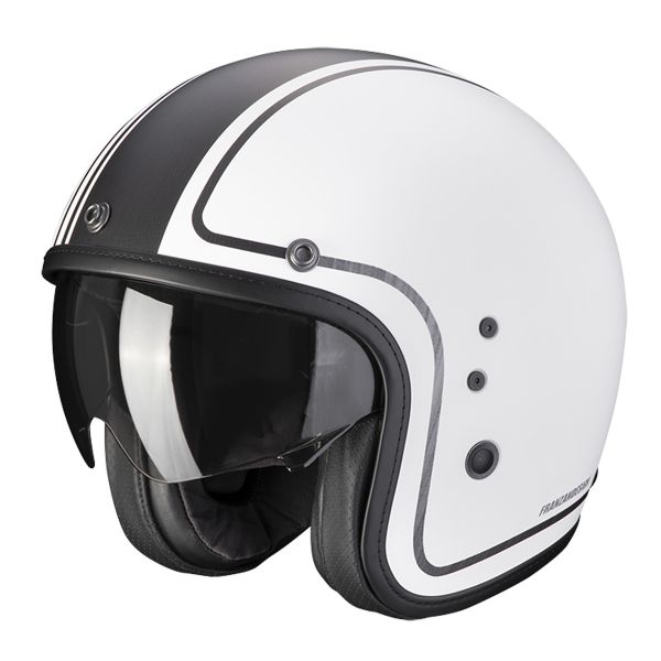 Casque Jet Scorpion Belfast Evo Retrol White Silver
