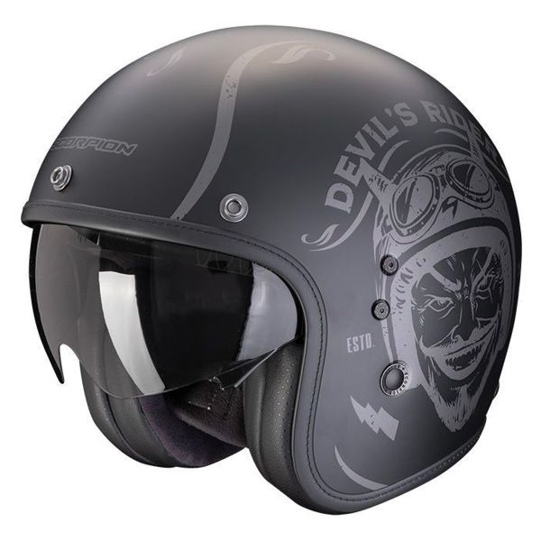 Casque Jet Scorpion Belfast Evo Romeo Matt Black Silver Casque Jet Scorpion Belfast Evo Romeo Matt Black Silver