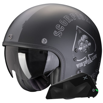 Casque Jet Scorpion Belfast Evo Spade Matt Black Silver + Kit bluetooth Exo-Com Link-1C