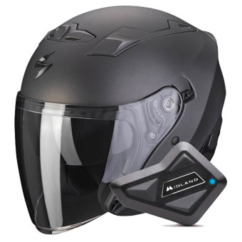 Casque Jet Scorpion Exo 230 Anthracite Matt + Kit Bluetooth BT Mini