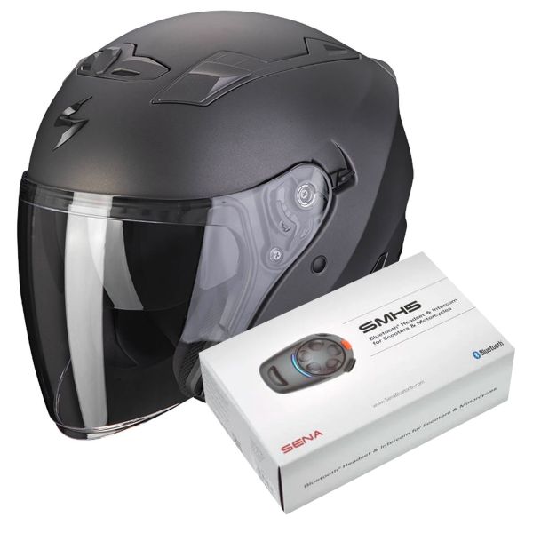 Casque Jet Scorpion Exo 230 Anthracite Matt + Kit Bluetooth SMH5 Casque Jet Scorpion Exo 230 Anthracite Matt + Kit Bluetooth SMH5