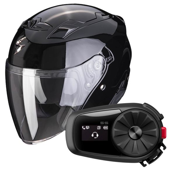 Casque Jet Scorpion Exo 230 Black + Kit Bluetooth 5S Solo Casque Jet Scorpion Exo 230 Black + Kit Bluetooth 5S Solo