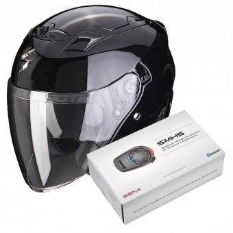 Casque Jet Scorpion Exo 230 Black + Kit Bluetooth SMH5