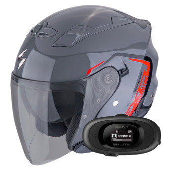 Casque Jet Scorpion Exo 230 Cit-E Grey Red + Kit bluetooth 5R Lite Casque Jet Scorpion Exo 230 Cit-E Grey Red + Kit bluetooth 5R Lite