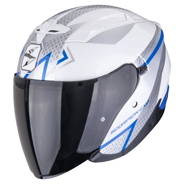 Casque Jet Scorpion Exo 230 Loop White Blue Casque Jet Scorpion Exo 230 Loop White Blue
