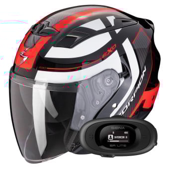Casque Jet Scorpion Exo 230 Pul Black Red + Kit bluetooth 5R Lite Solo Casque Jet Scorpion Exo 230 Pul Black Red + Kit bluetooth 5R Lite Solo