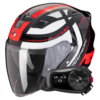 Casque Jet Scorpion Exo 230 Pul Black Red + Kit Bluetooth 5S Solo Casque Jet Scorpion Exo 230 Pul Black Red + Kit Bluetooth 5S Solo