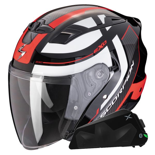 Casque Jet Scorpion Exo 230 Pul Black Red + Kit bluetooth Exo-Com Link-1C