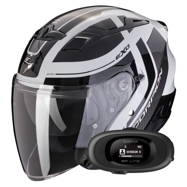 Casque Jet Scorpion Exo 230 Pul Grey Black + Kit bluetooth 5R Lite Solo