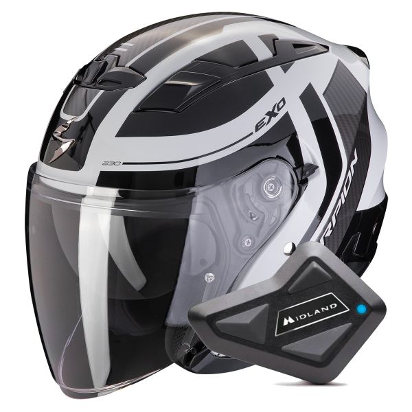 Casque Jet Scorpion Exo 230 Pul Grey Black + Kit Bluetooth BT Mini