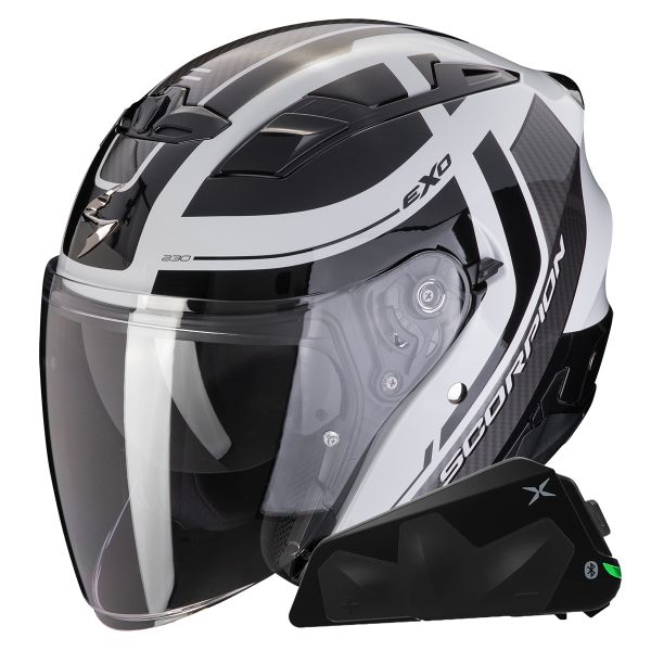Casque Jet Scorpion Exo 230 Pul Grey Black + Kit bluetooth Exo-Com Link-1C