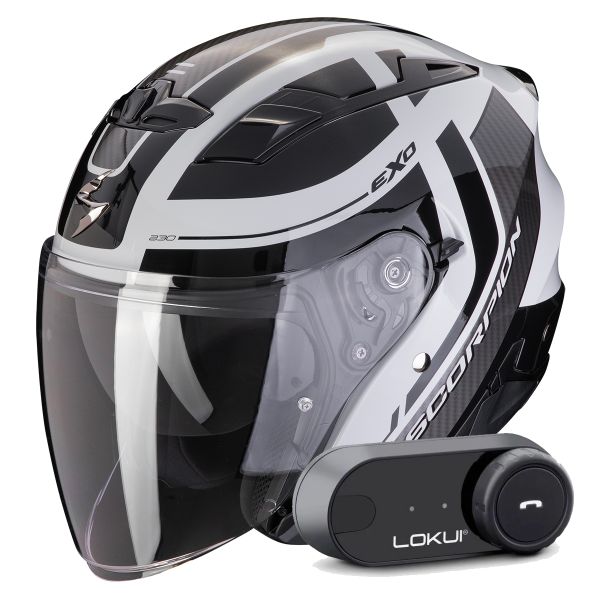 Casque Jet Scorpion Exo 230 Pul Grey Black + Kit Bluetooth Lokui K30