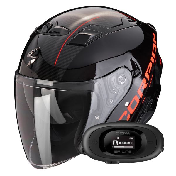 Casque Jet Scorpion Exo 230 QR Black Red + Kit bluetooth 5R Lite Solo