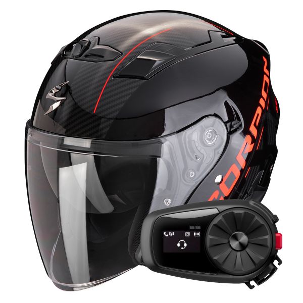Casque Jet Scorpion Exo 230 QR Black Red + Kit Bluetooth 5S Solo