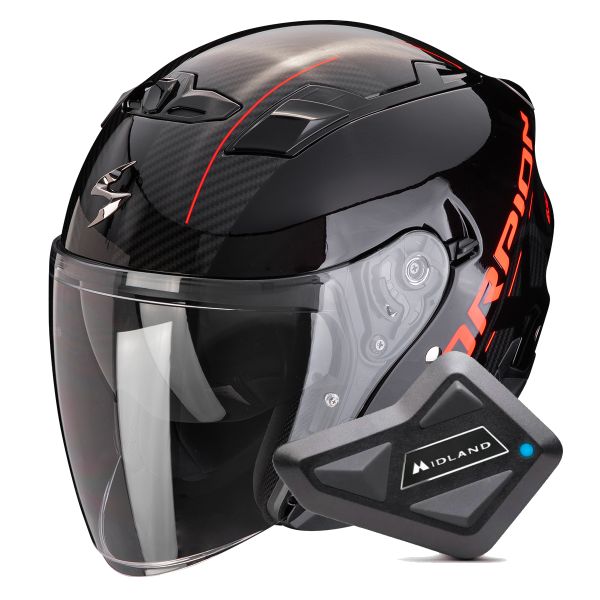Casque Jet Scorpion Exo 230 QR Black Red + Kit Bluetooth BT Mini