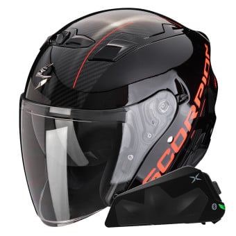 Casque Jet Scorpion Exo 230 QR Black Red + Kit bluetooth Exo-Com Link-1C