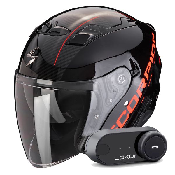 Casque Jet Scorpion Exo 230 QR Black Red + Kit Bluetooth Lokui K30