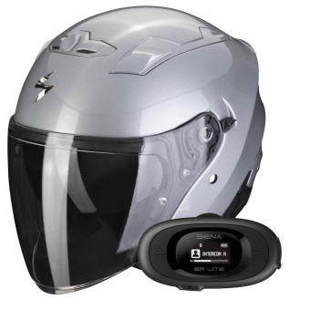 Casque Jet Scorpion Exo 230 Silver + Kit bluetooth 5R Lite