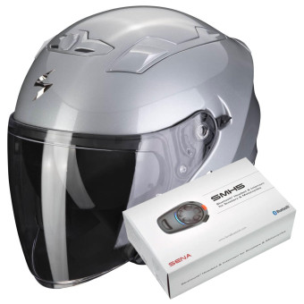 Casque Jet Scorpion Exo 230 Silver + Kit Bluetooth SMH5