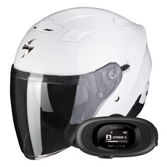 Casque Jet Scorpion Exo 230 White + Kit bluetooth 5R Lite
